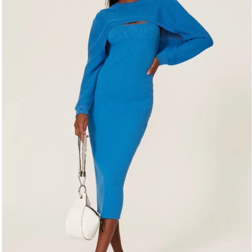 Knit Blue Line & Dot Dress